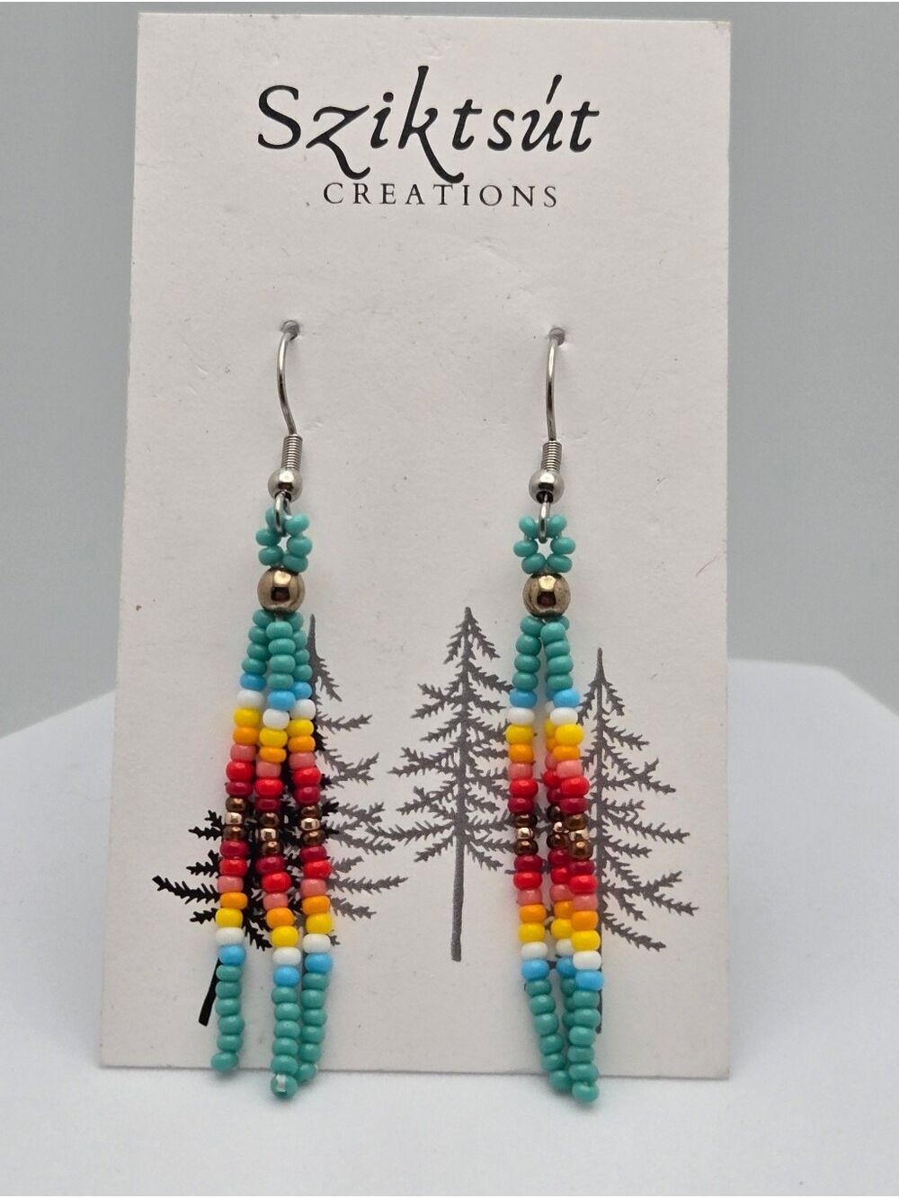 Handcrafted Seed Bead Earrings Native Inspired 2.5” Sziktsút Creations